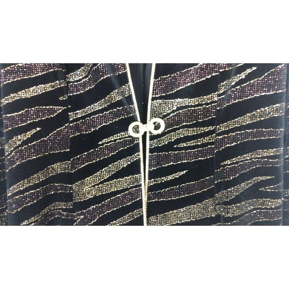 Vintage black/glitter gold striped velvet velour blazer jacket - Picture 4 of 5